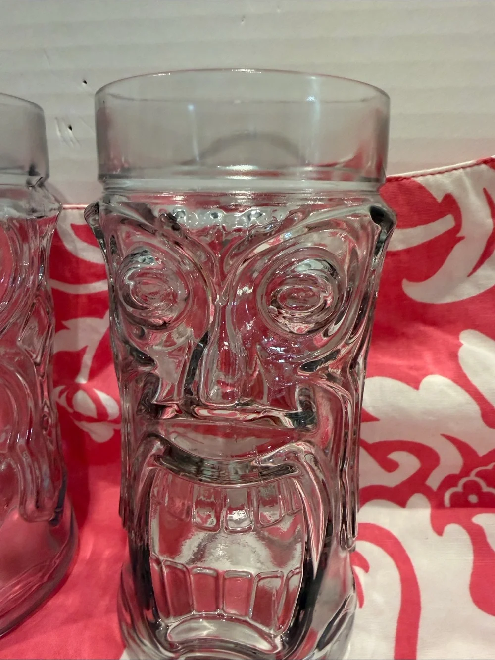 Hawaiian Anchor Hocking Screaming Tiki Bar 16oz Cocktail Glass Tumblers Set 2